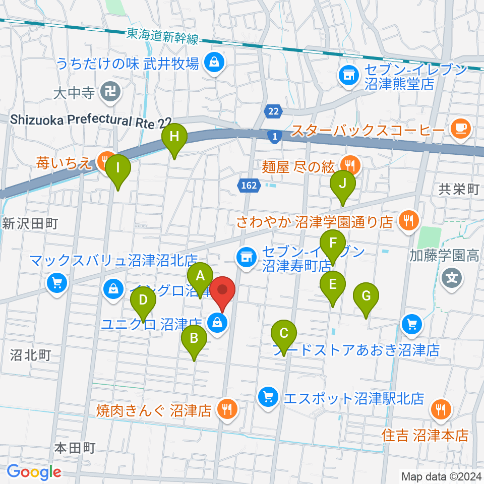 沼津コーストエフエム周辺のカフェ一覧地図