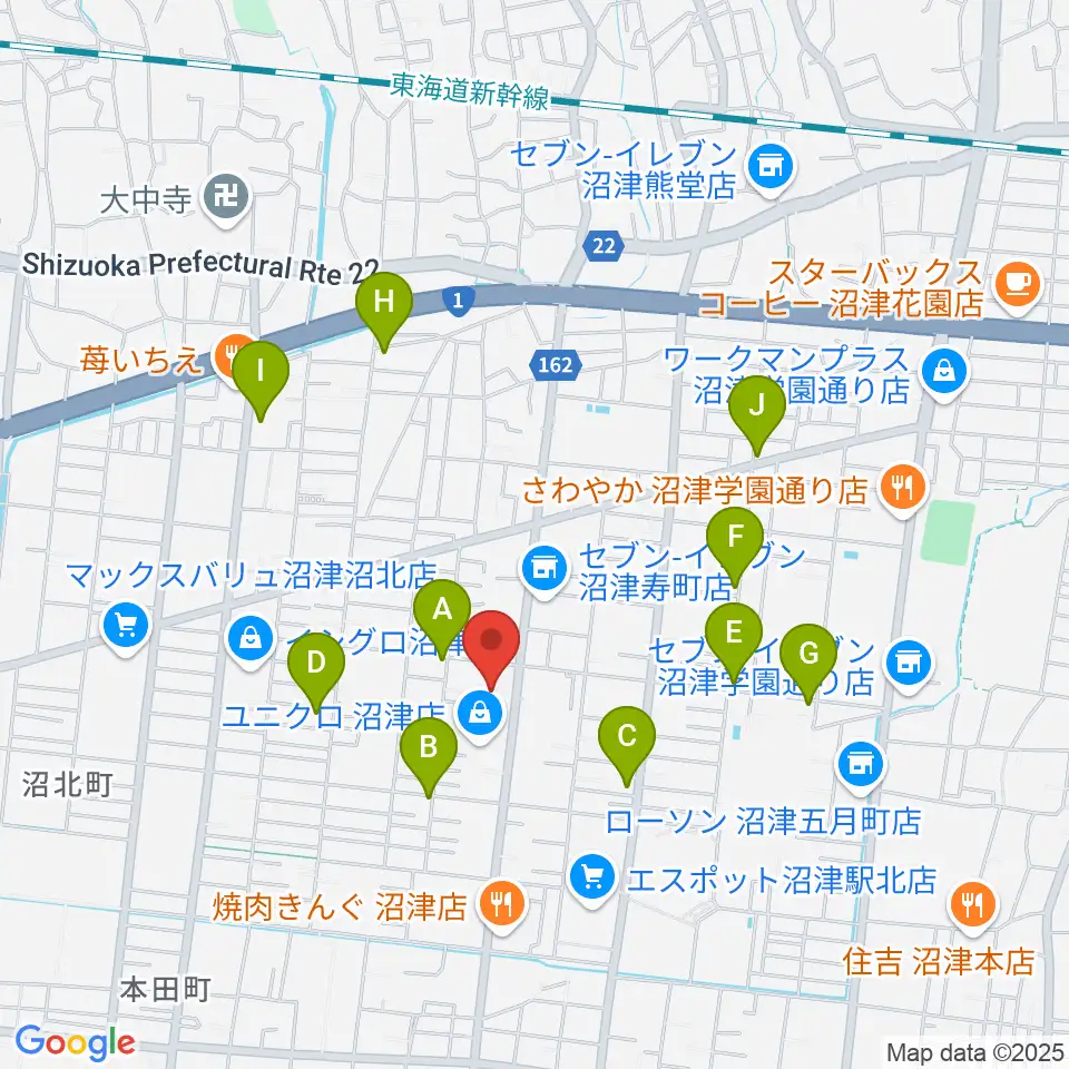 沼津コーストエフエム周辺のカフェ一覧地図