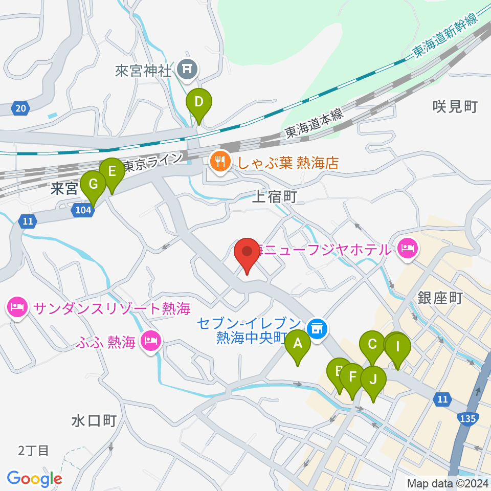 エフエム熱海湯河原 Ciao!周辺のカフェ一覧地図