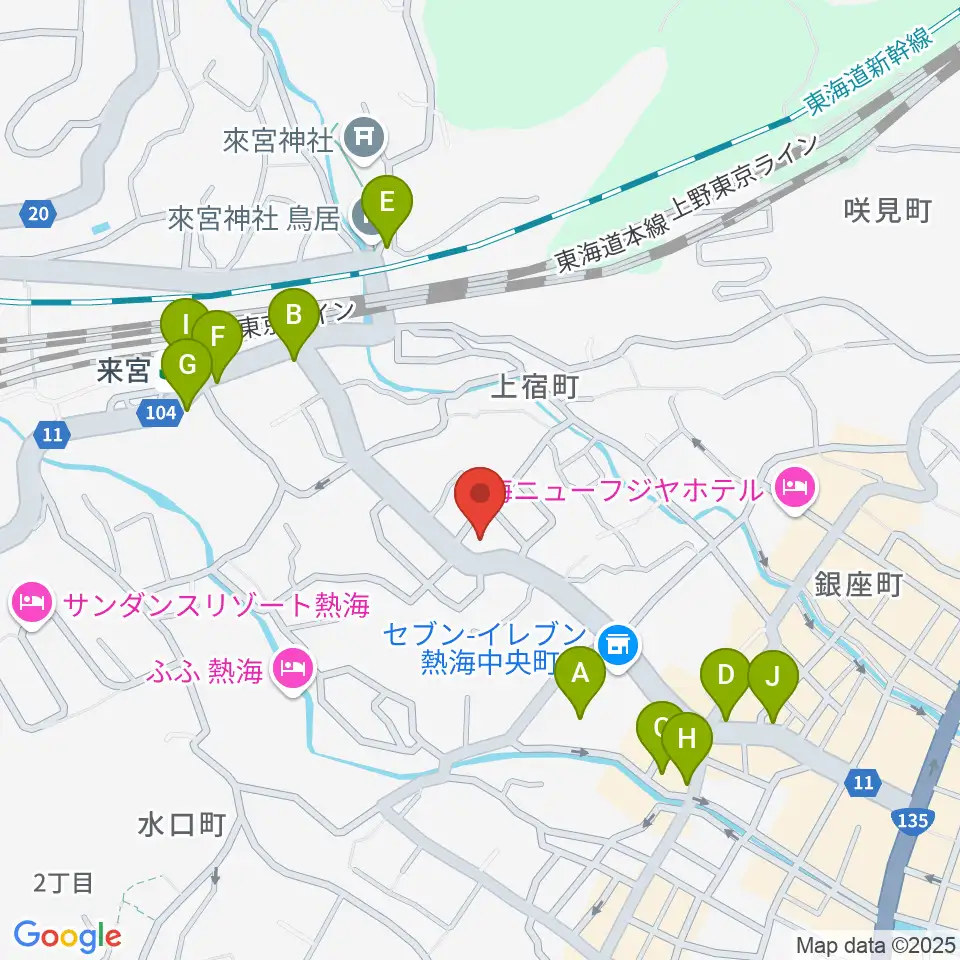 エフエム熱海湯河原 Ciao!周辺のカフェ一覧地図