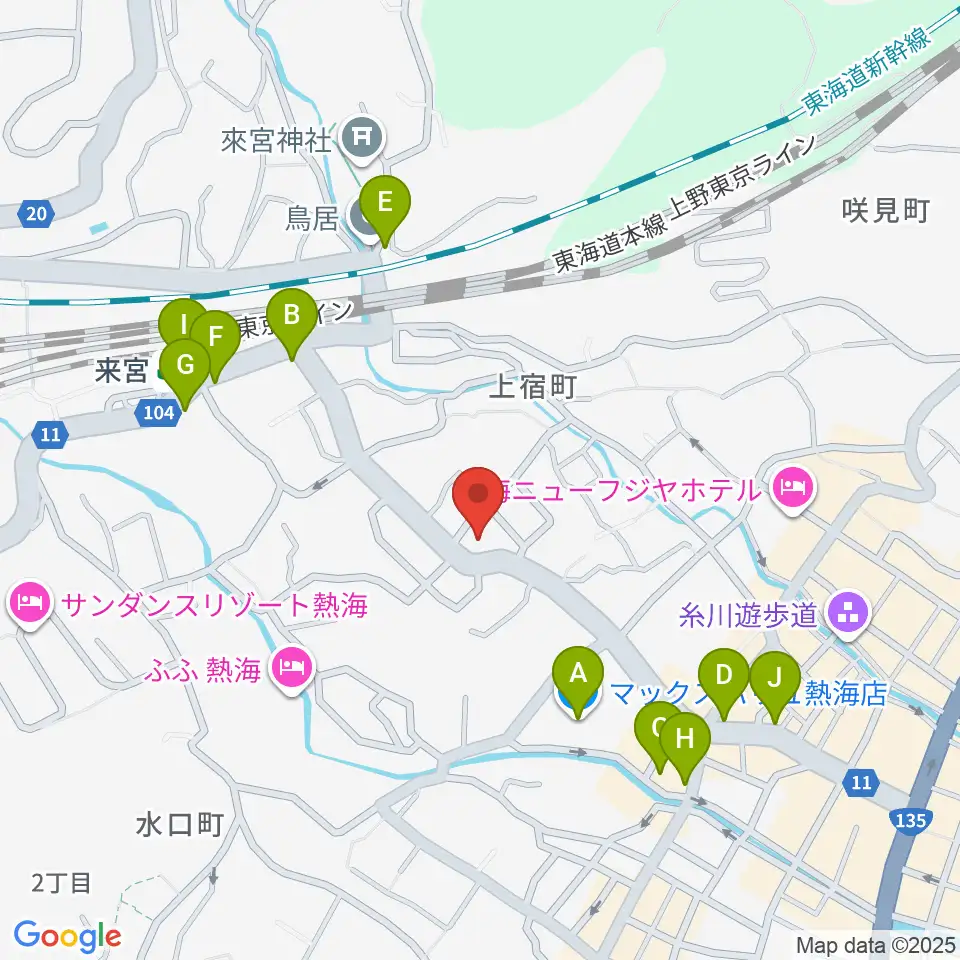 エフエム熱海湯河原 Ciao!周辺のカフェ一覧地図
