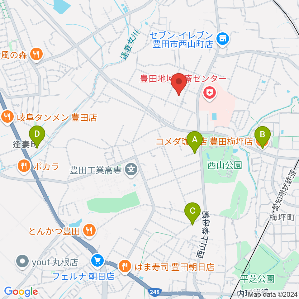 エフエムとよた（ラジオラブィート）周辺のカフェ一覧地図