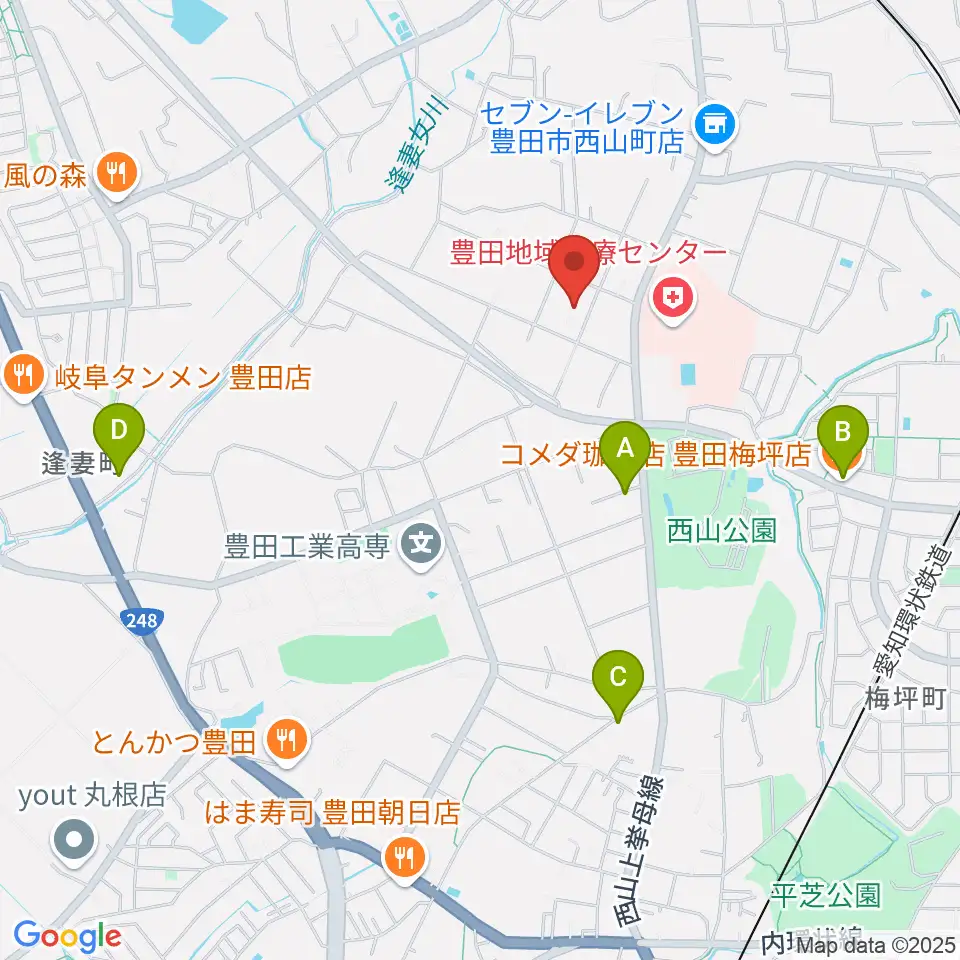 エフエムとよた(ラジオラブィート)周辺のカフェ一覧地図