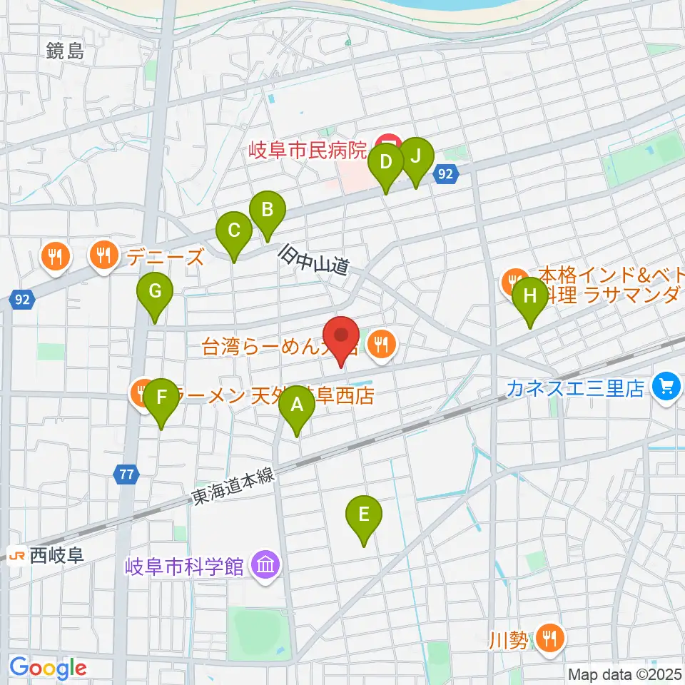 FMわっち周辺のカフェ一覧地図