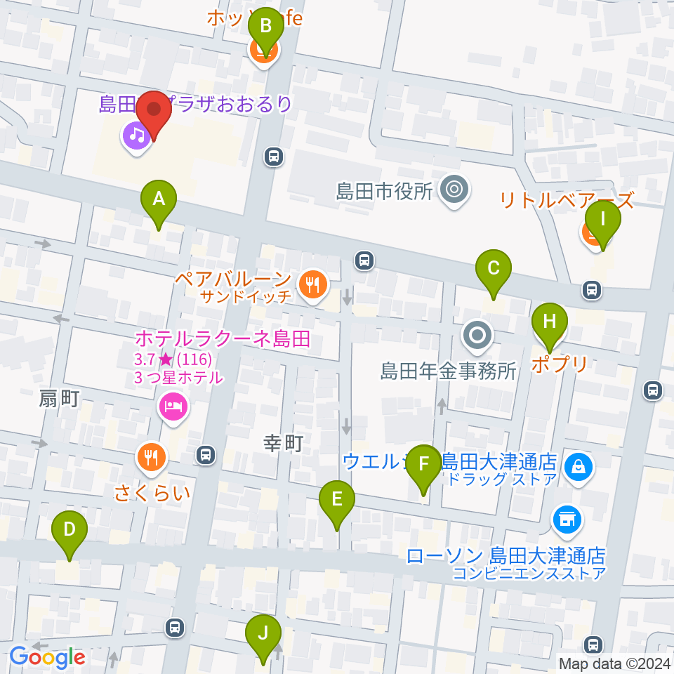 FM島田周辺のカフェ一覧地図