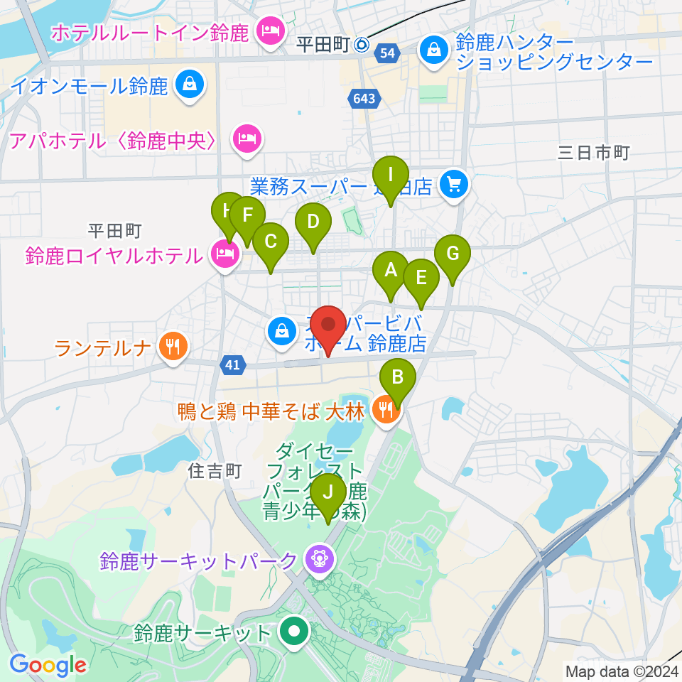 スズカ・ヴォイスFM周辺のカフェ一覧地図