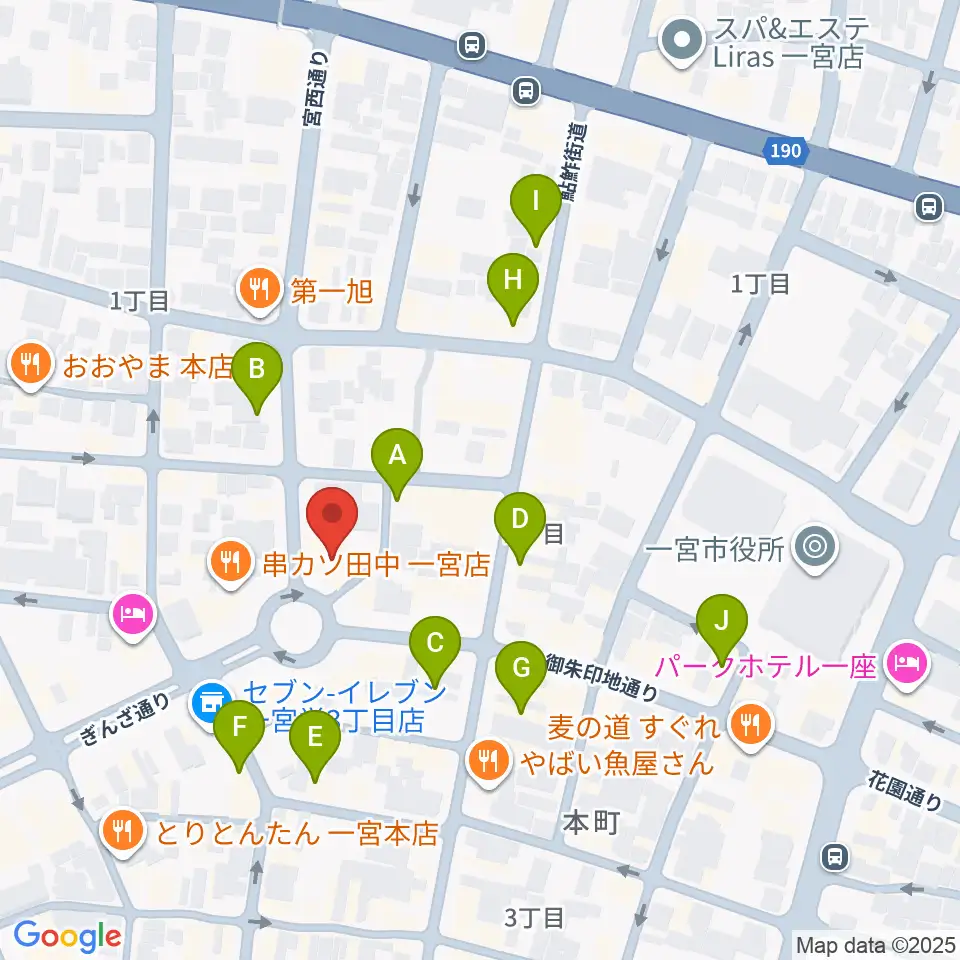 FMいちのみや周辺のカフェ一覧地図