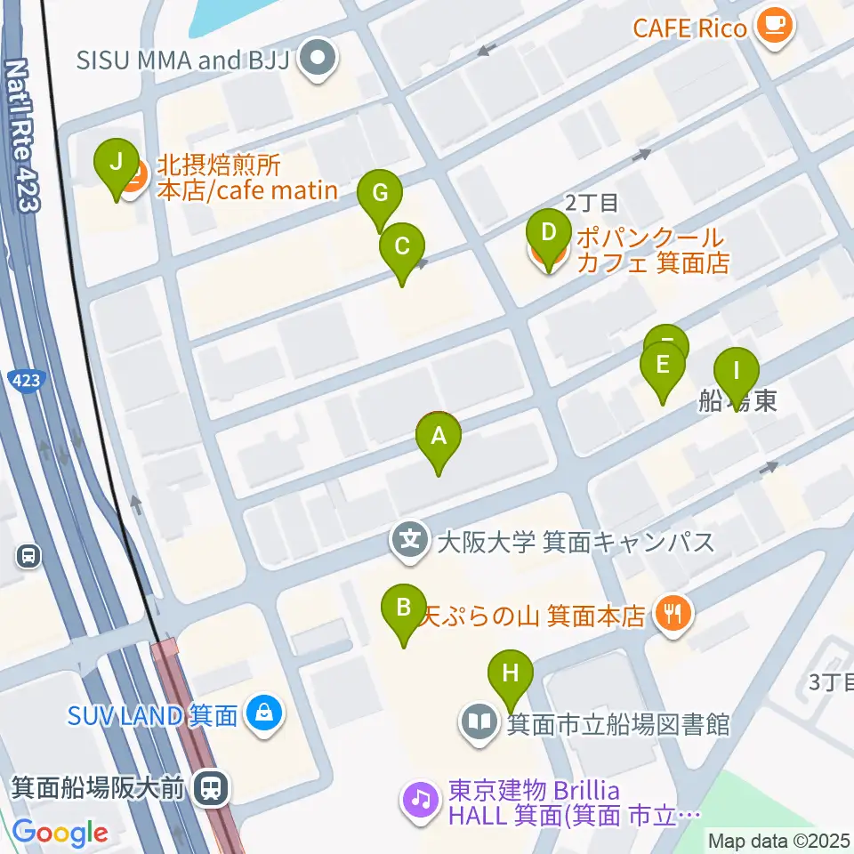 タッキー816 みのおエフエム周辺のカフェ一覧地図