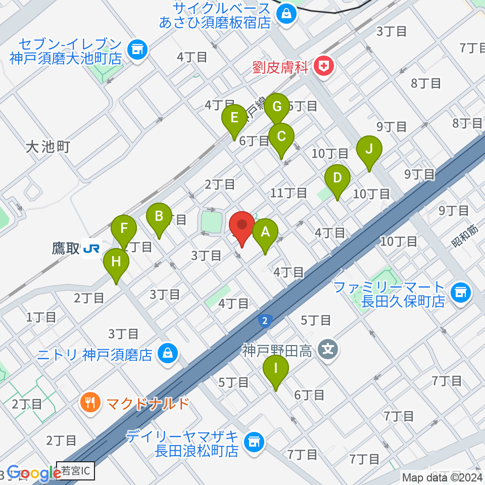 FMわぃわぃ FMYY周辺のカフェ一覧地図