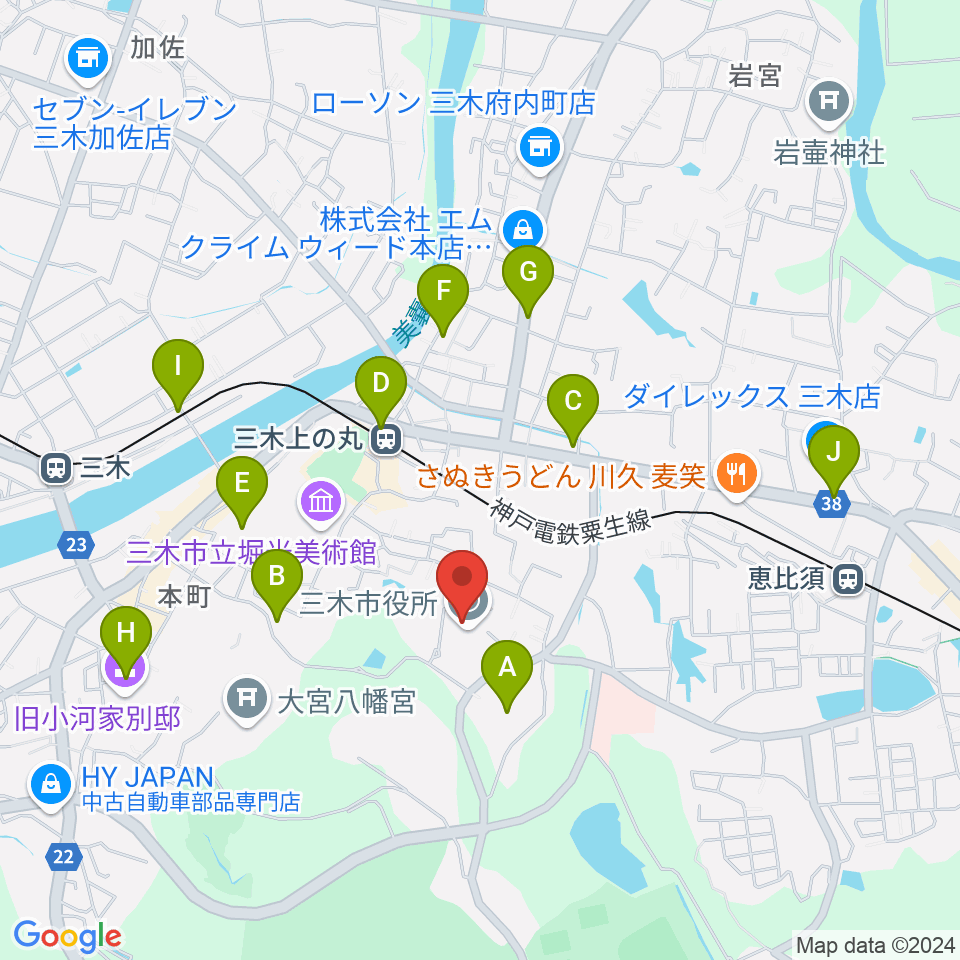 エフエムみっきぃ周辺のカフェ一覧地図