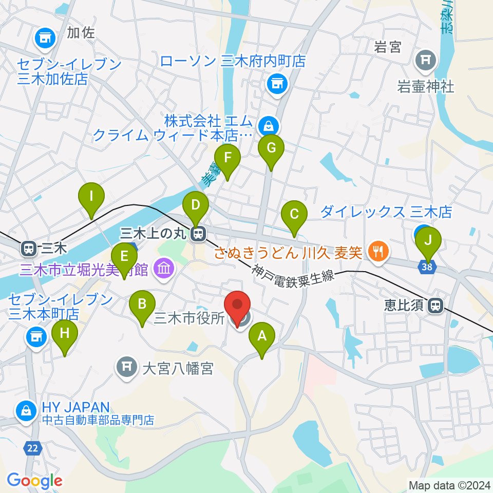 エフエムみっきぃ周辺のカフェ一覧地図