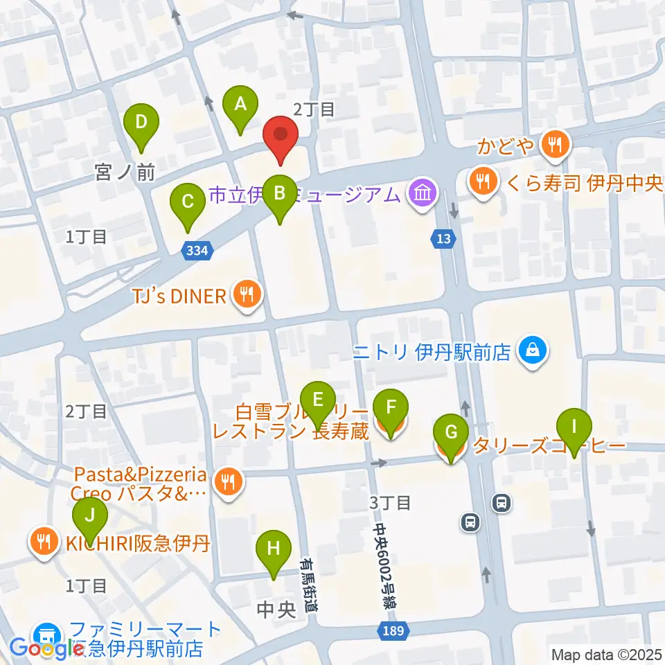 ハッピーエフエムいたみ周辺のカフェ一覧地図