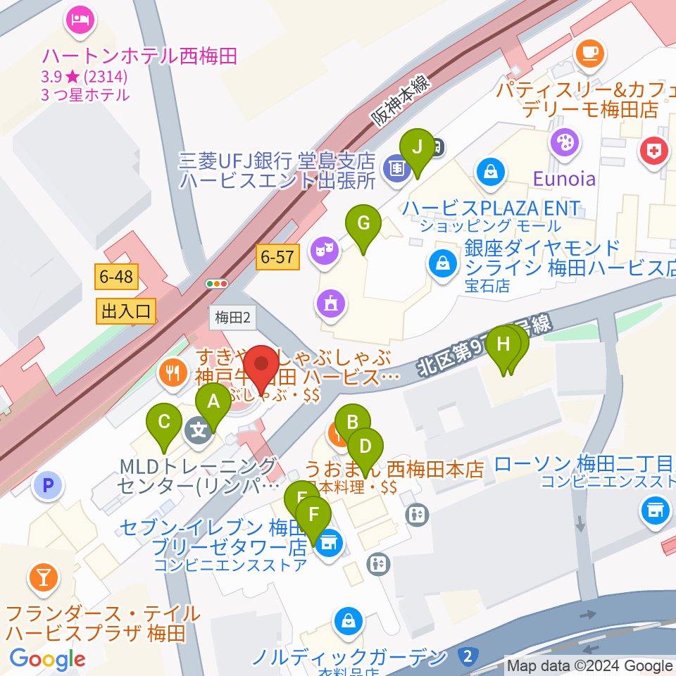 ウメダFM Be Happy!789周辺のカフェ一覧地図