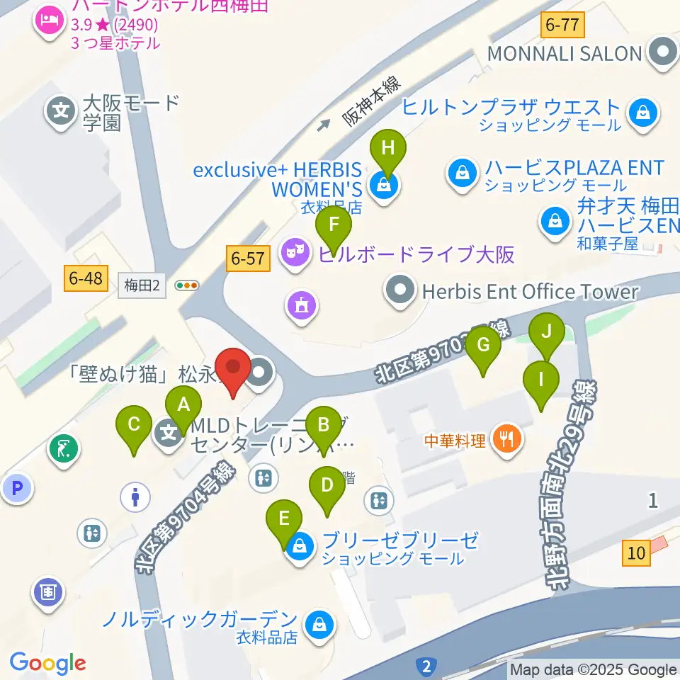 ウメダFM Be Happy!789周辺のカフェ一覧地図
