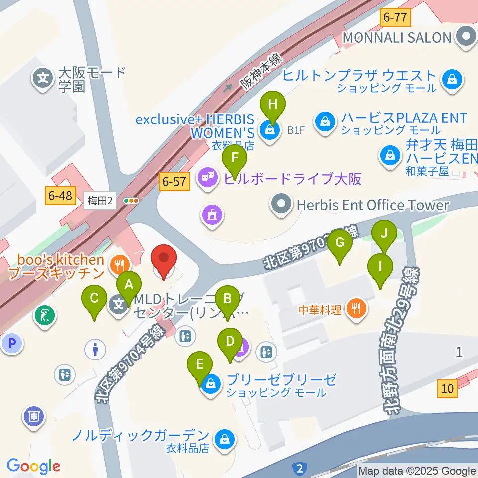 ウメダFM Be Happy!789周辺のカフェ一覧地図