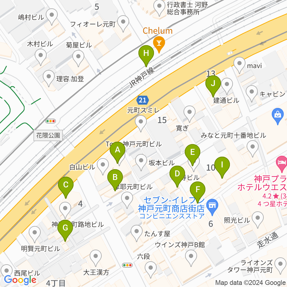 FM MOOV周辺のカフェ一覧地図