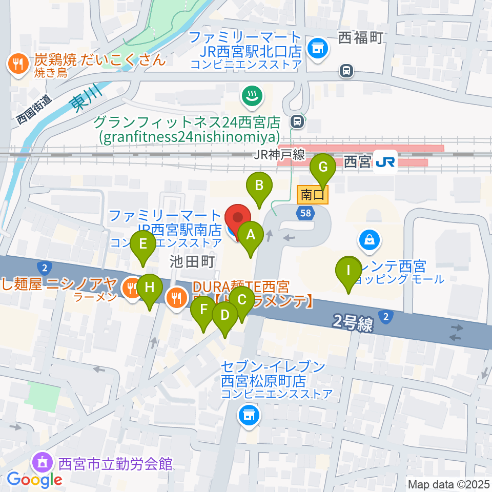 さくらFM周辺のカフェ一覧地図