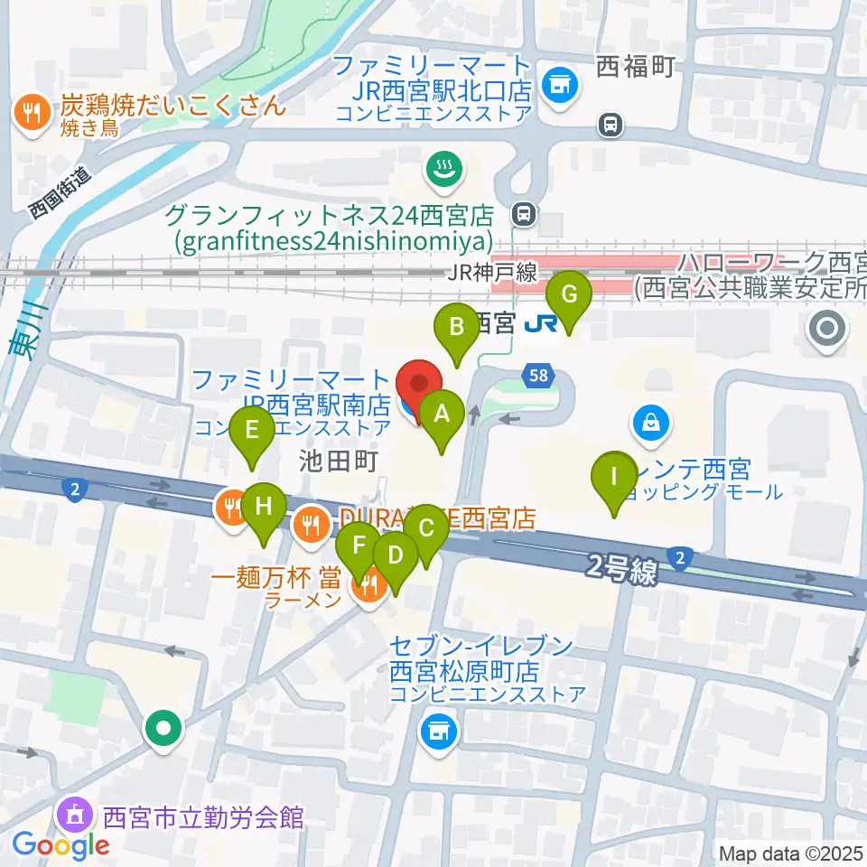 さくらFM周辺のカフェ一覧地図