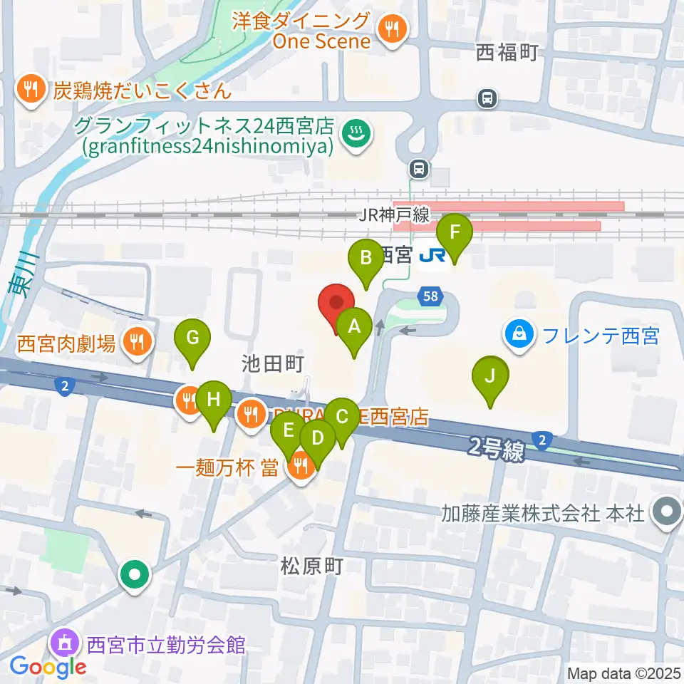 さくらFM周辺のカフェ一覧地図