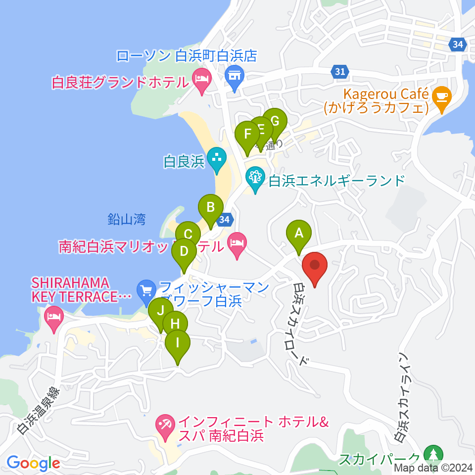 南紀白浜FMビーチステーション周辺のカフェ一覧地図