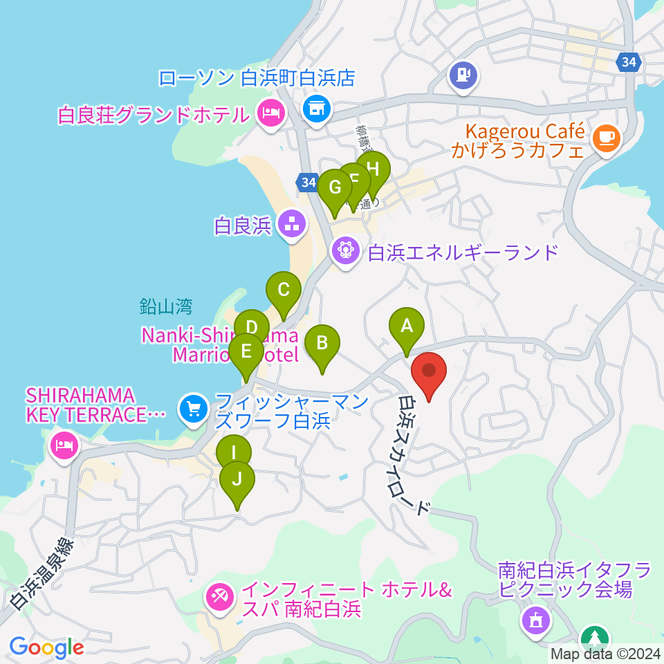 南紀白浜FMビーチステーション周辺のカフェ一覧地図