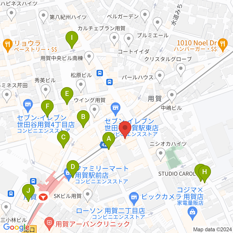 用賀キンのツボ周辺のカフェ一覧地図