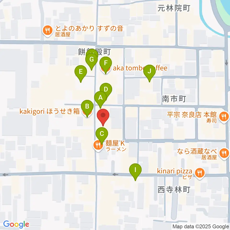 ならどっとFM周辺のカフェ一覧地図