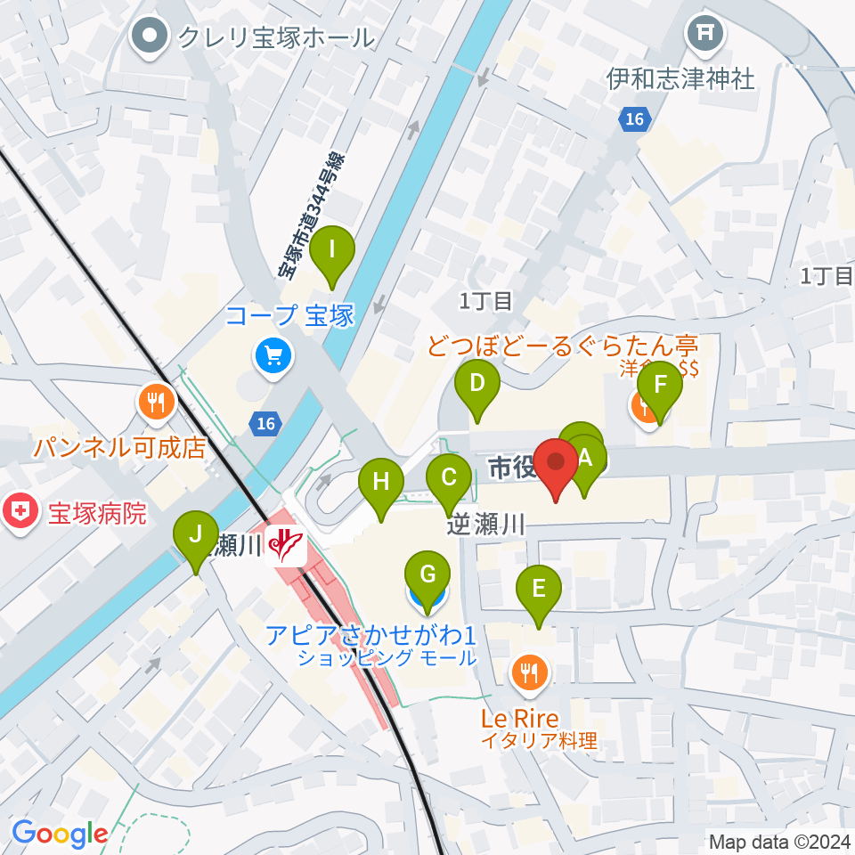 ハミングFM宝塚周辺のカフェ一覧地図