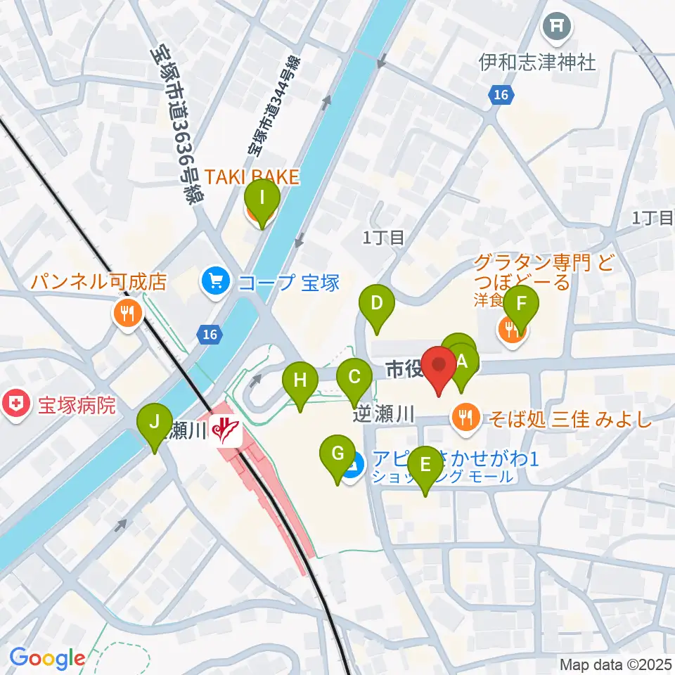 ハミングFM宝塚周辺のカフェ一覧地図
