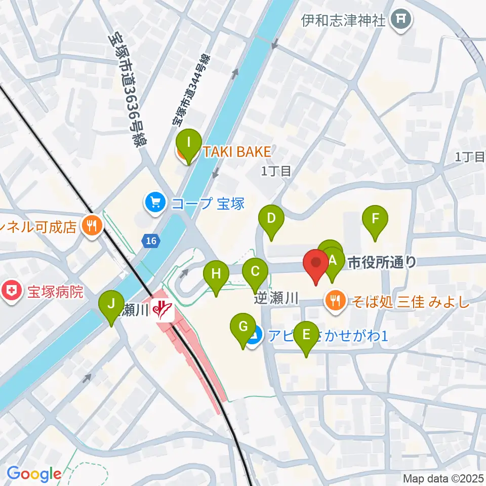 ハミングFM宝塚周辺のカフェ一覧地図