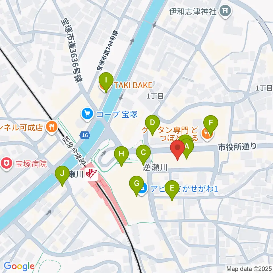 ハミングFM宝塚周辺のカフェ一覧地図