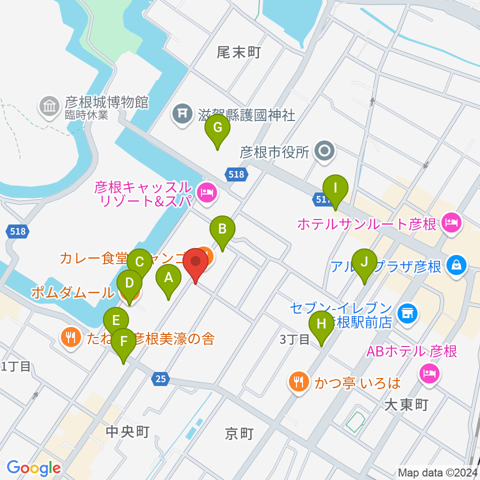 エフエムひこね周辺のカフェ一覧地図