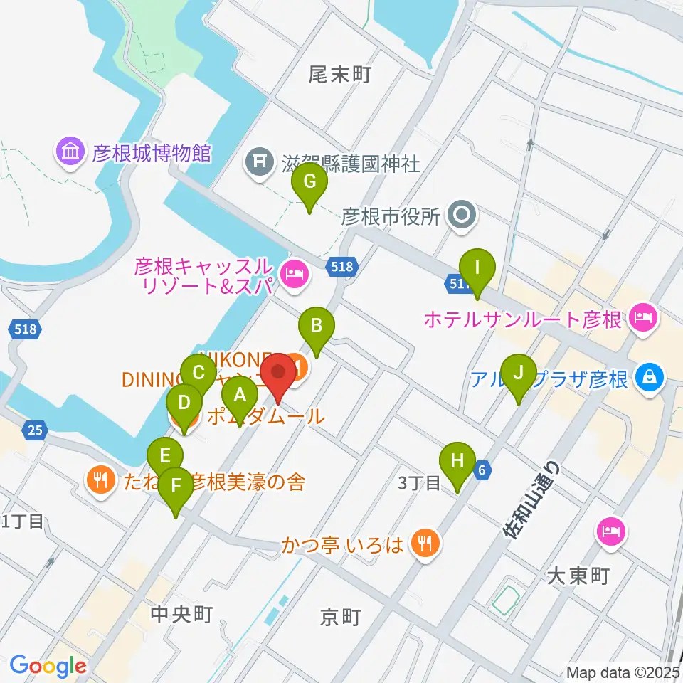 エフエムひこね周辺のカフェ一覧地図