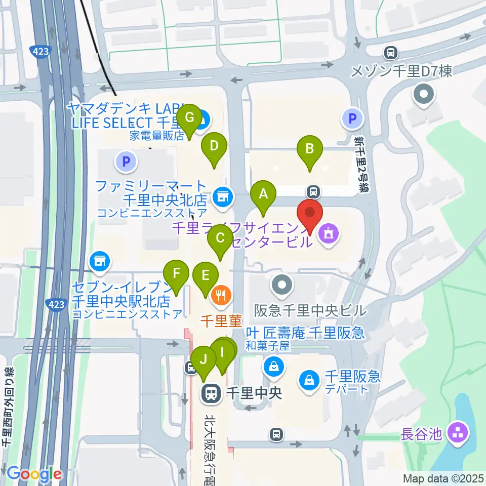 FM千里周辺のカフェ一覧地図