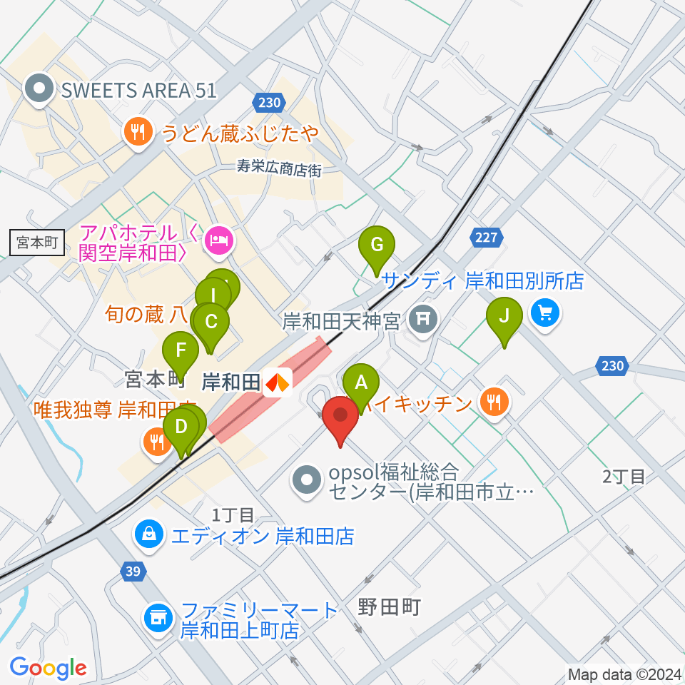 ラヂオきしわだ周辺のカフェ一覧地図