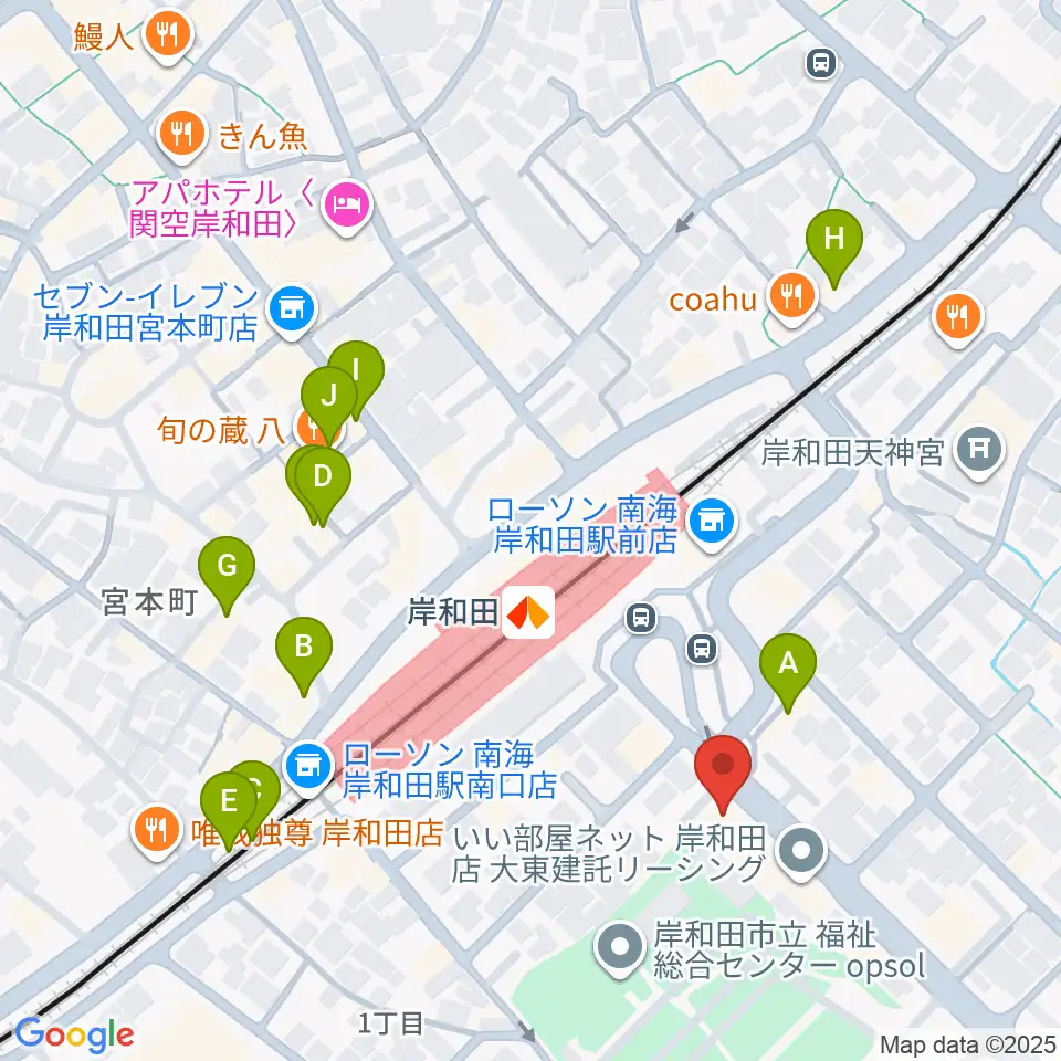 ラヂオきしわだ周辺のカフェ一覧地図