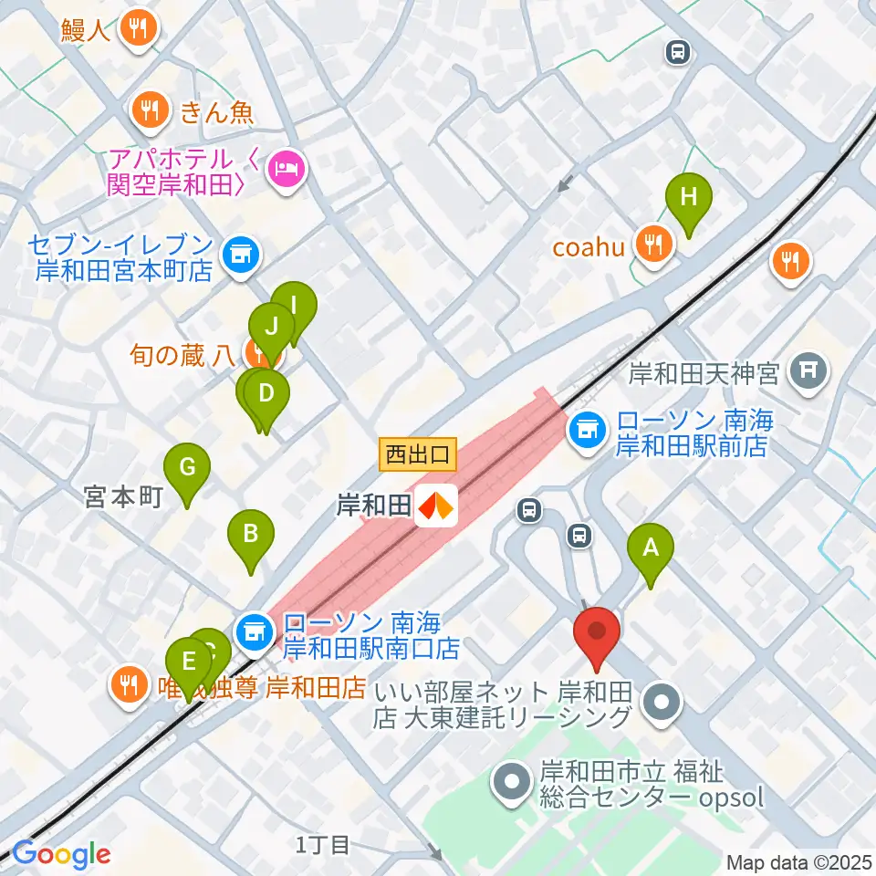 ラヂオきしわだ周辺のカフェ一覧地図
