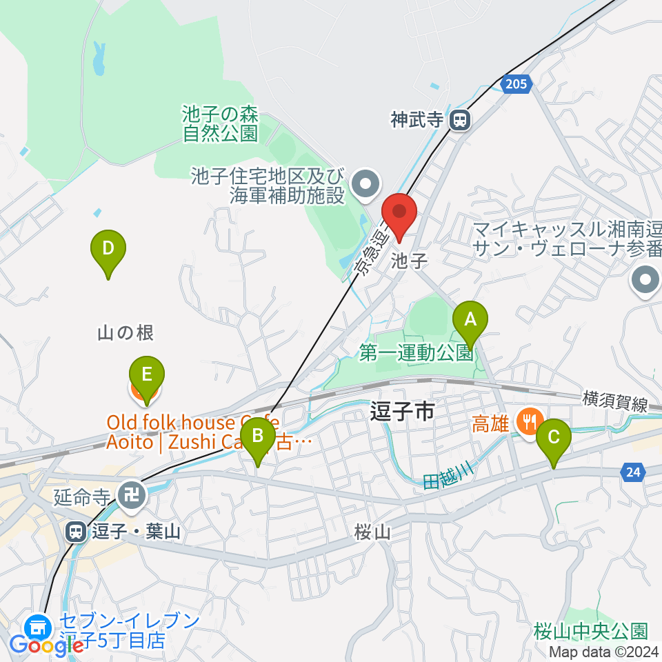 湘南ビーチFM周辺のカフェ一覧地図