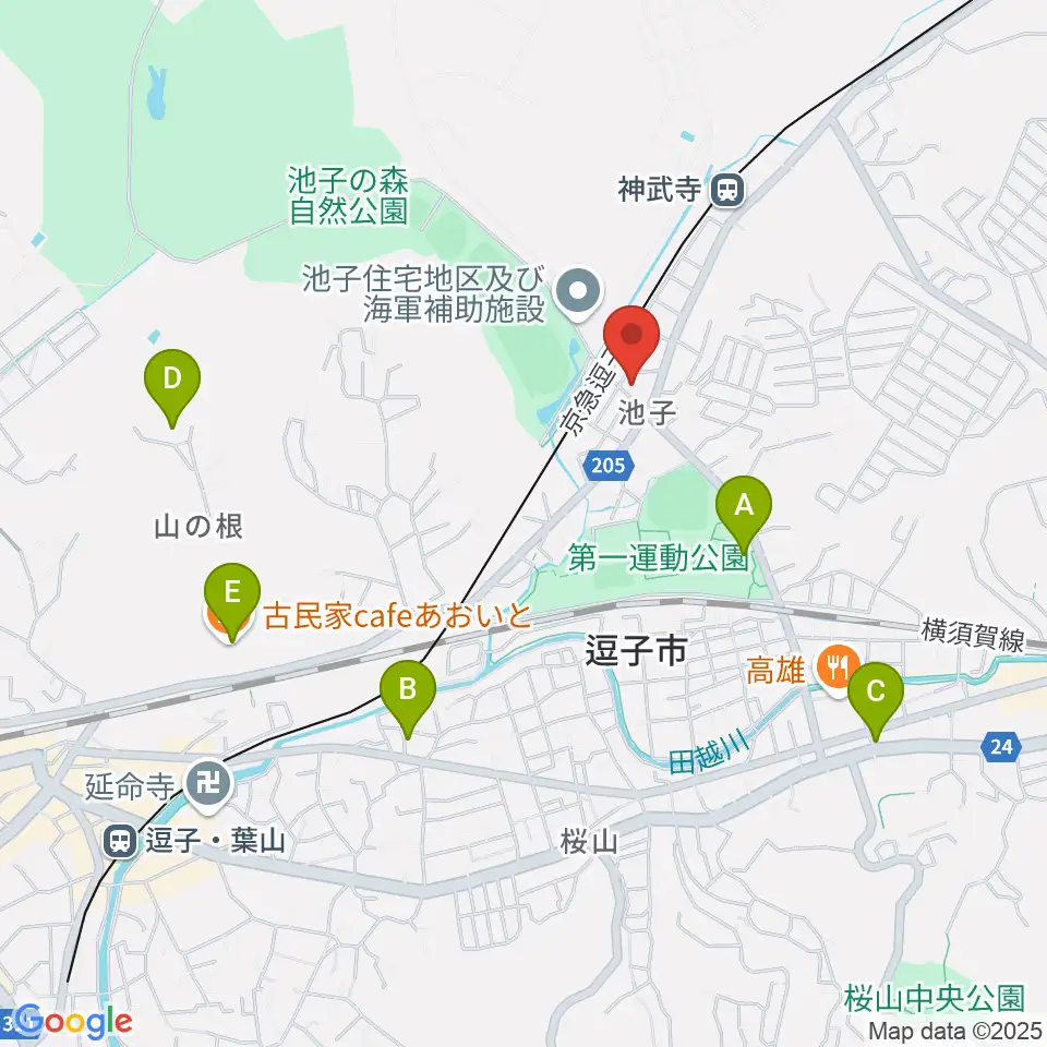 湘南ビーチFM周辺のカフェ一覧地図