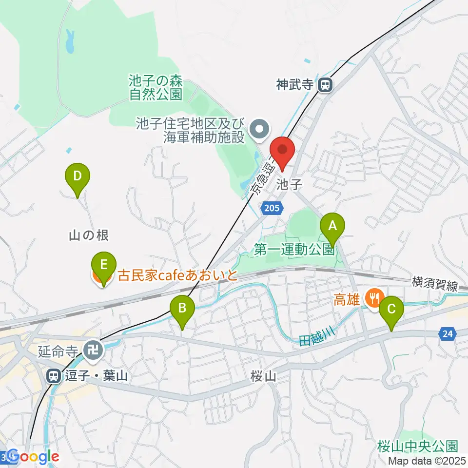 湘南ビーチFM周辺のカフェ一覧地図