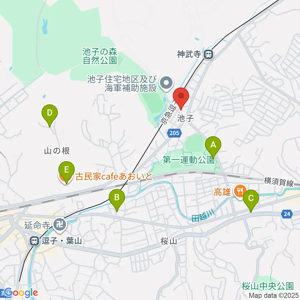湘南ビーチFM周辺のカフェ一覧地図