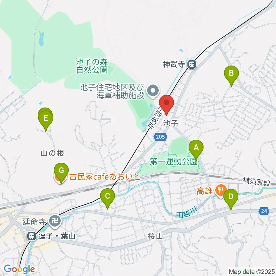 湘南ビーチFM周辺のカフェ一覧地図