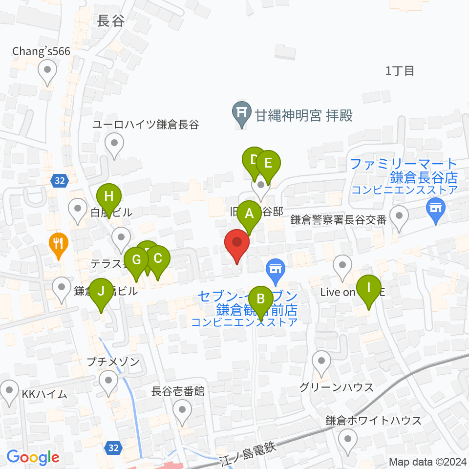 鎌倉エフエム周辺のカフェ一覧地図