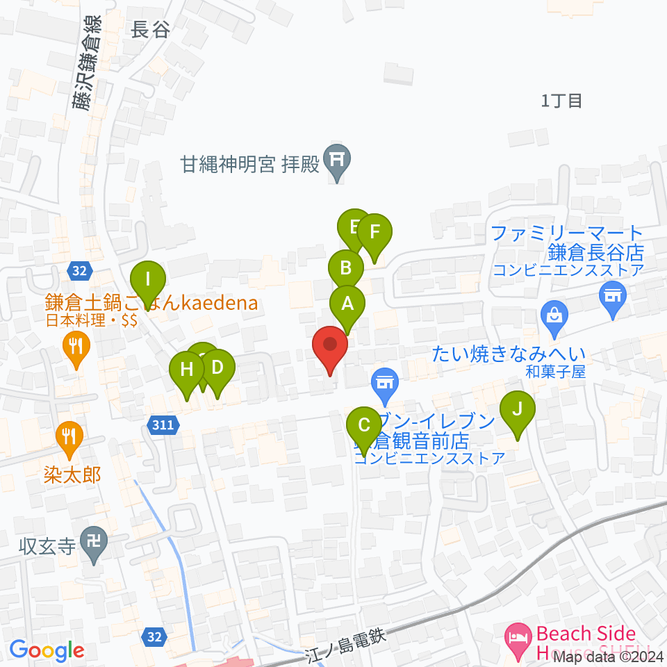 鎌倉エフエム周辺のカフェ一覧地図