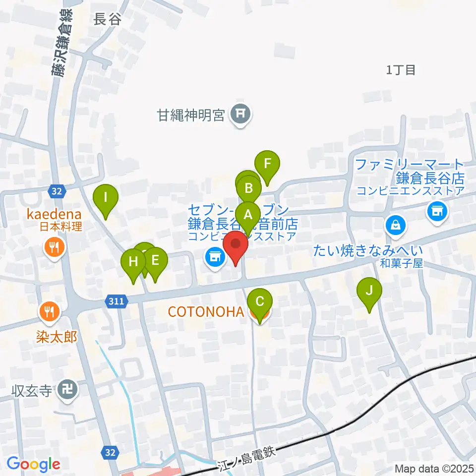 鎌倉エフエム周辺のカフェ一覧地図