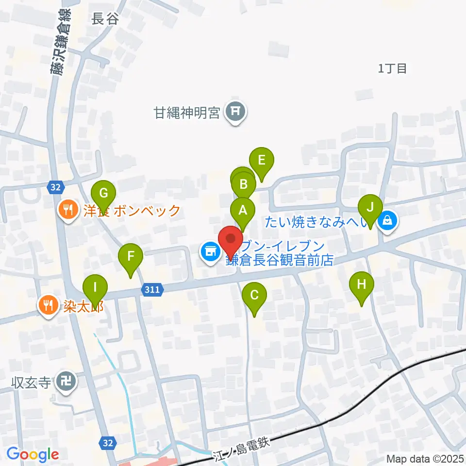 鎌倉エフエム周辺のカフェ一覧地図