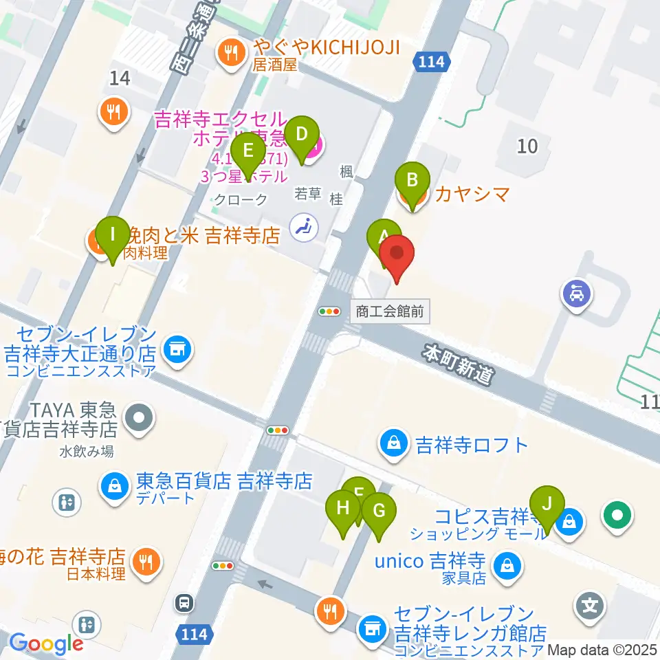 むさしのFM周辺のカフェ一覧地図