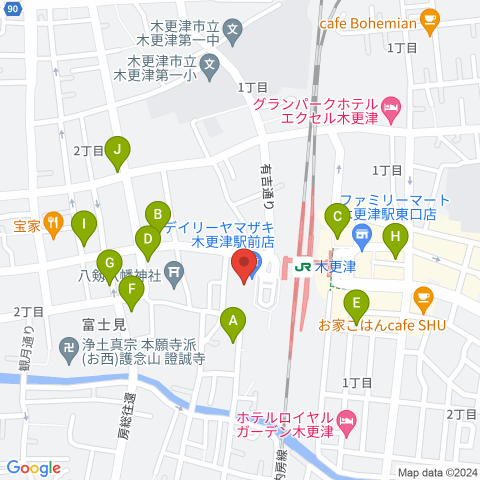 かずさエフエム周辺のカフェ一覧地図