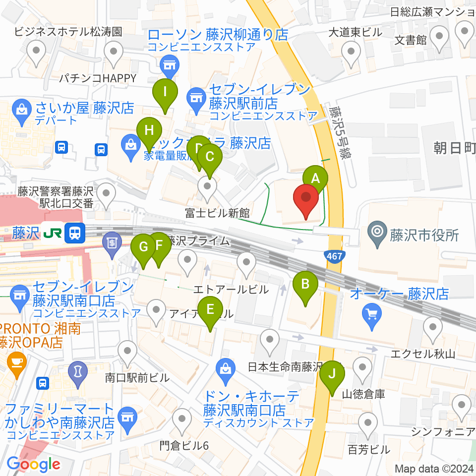 レディオ湘南周辺のカフェ一覧地図