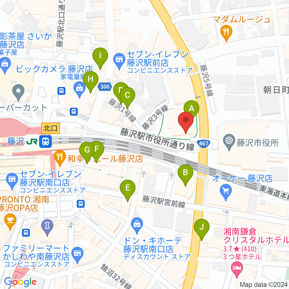 レディオ湘南周辺のカフェ一覧地図